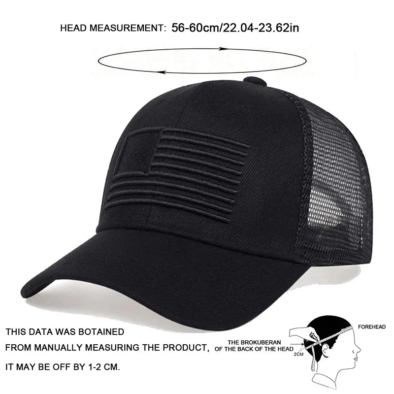 Fashion American Flag Embroidery Baseball Net Caps Spring and Summer Outdoor Adjustable Casual Hats Sunscreen Hat