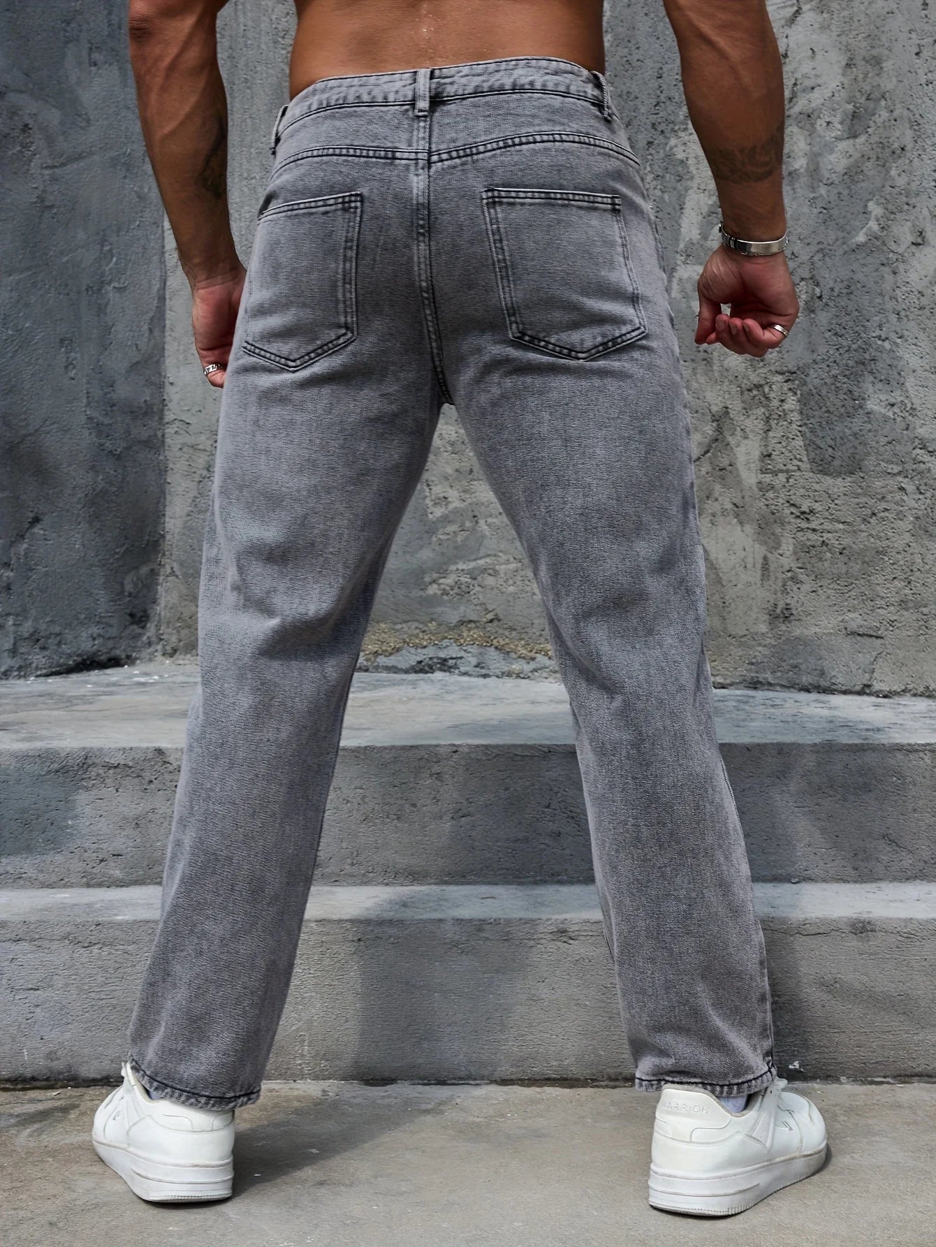Calça Jeans Masculina Casual 2025 cinza regular-fit Calças versáteis Conforto para todas as estações tamanho UE 44-52 EUA 34-42