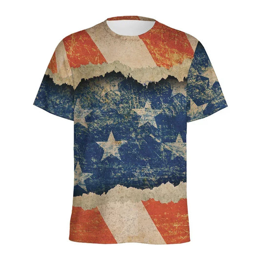 USA American Flag T-Shirts 3D Print Men Women Vintage Casual T Shirt Short Sleeve Oversized Harajuku Y2k Tops Tees Kids Clothing