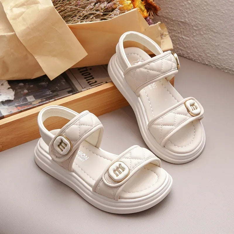 Kids Causal Sandals 2024 Thick Bottom Summer Toddler Girls Sandals Fashion Open-toe Children's School Black Sandals Versatile