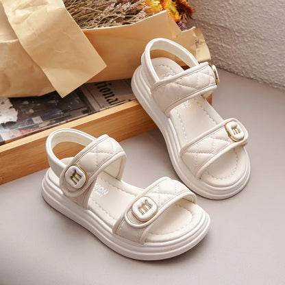 Kids Causal Sandals 2024 Thick Bottom Summer Toddler Girls Sandals Fashion Open-toe Children's School Black Sandals Versatile
