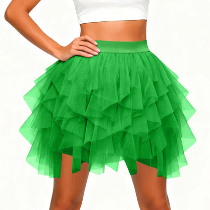 Women's Tulle Tutu Skirt Fashion Solid Color High Waist Mesh Skirt A-line Puff Skirt Cute Cake Skirt Cute Ballet Ball Half Skirt
