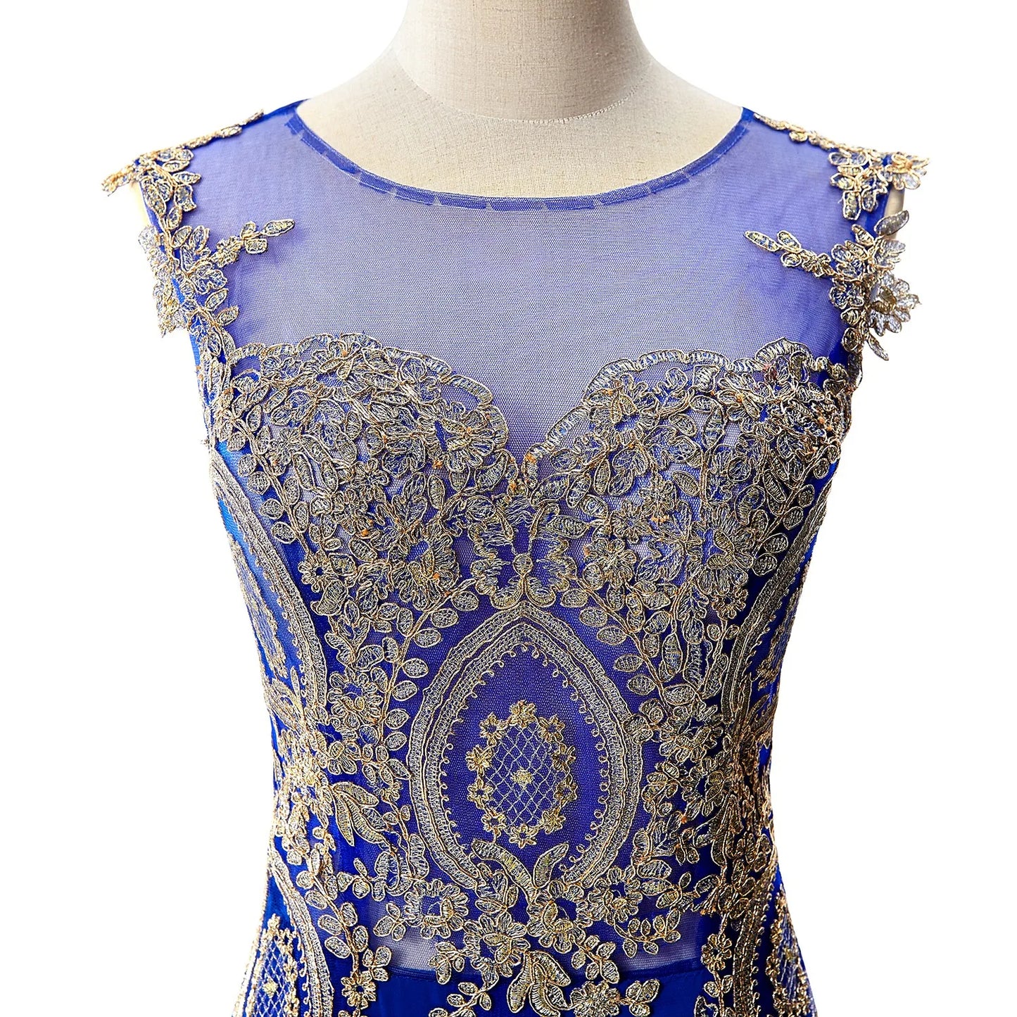 Vestidos de Baile Sereia de Renda Transparente, Luxuosos Apliques, Bordados, Missangas, Vestidos de Noite Ilusão, Vestido de Festa Longo