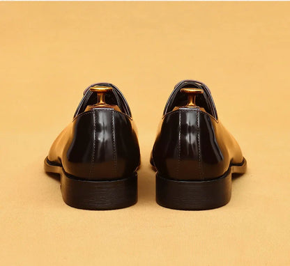 Genuine Leather Shoes for Men Dress British Business Party Lace Up Black Square Toe Fashion Casual Formal Suit Handmade Men Shoe
