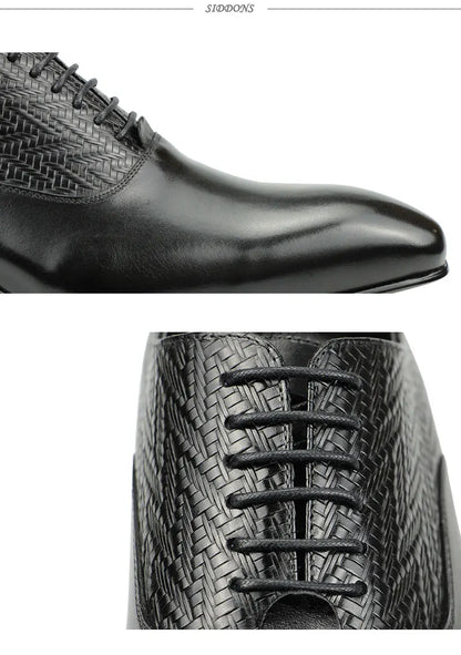 High Grade Black Leather Shoe Formal Office Oxfords Elegant Wedding Position Braid Leather Business Lace Up Men Shoes  Handmade