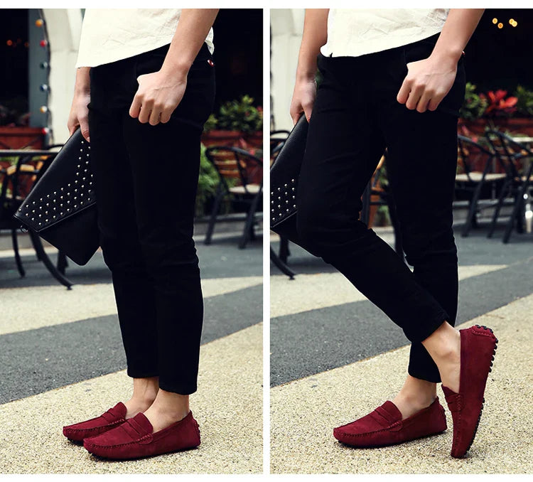 Men's Casual Fashion Genuine Leather Loafers Moccasins Slip-On Driving Shoes 38-50 Size Range Male Flats Comfort Footwear