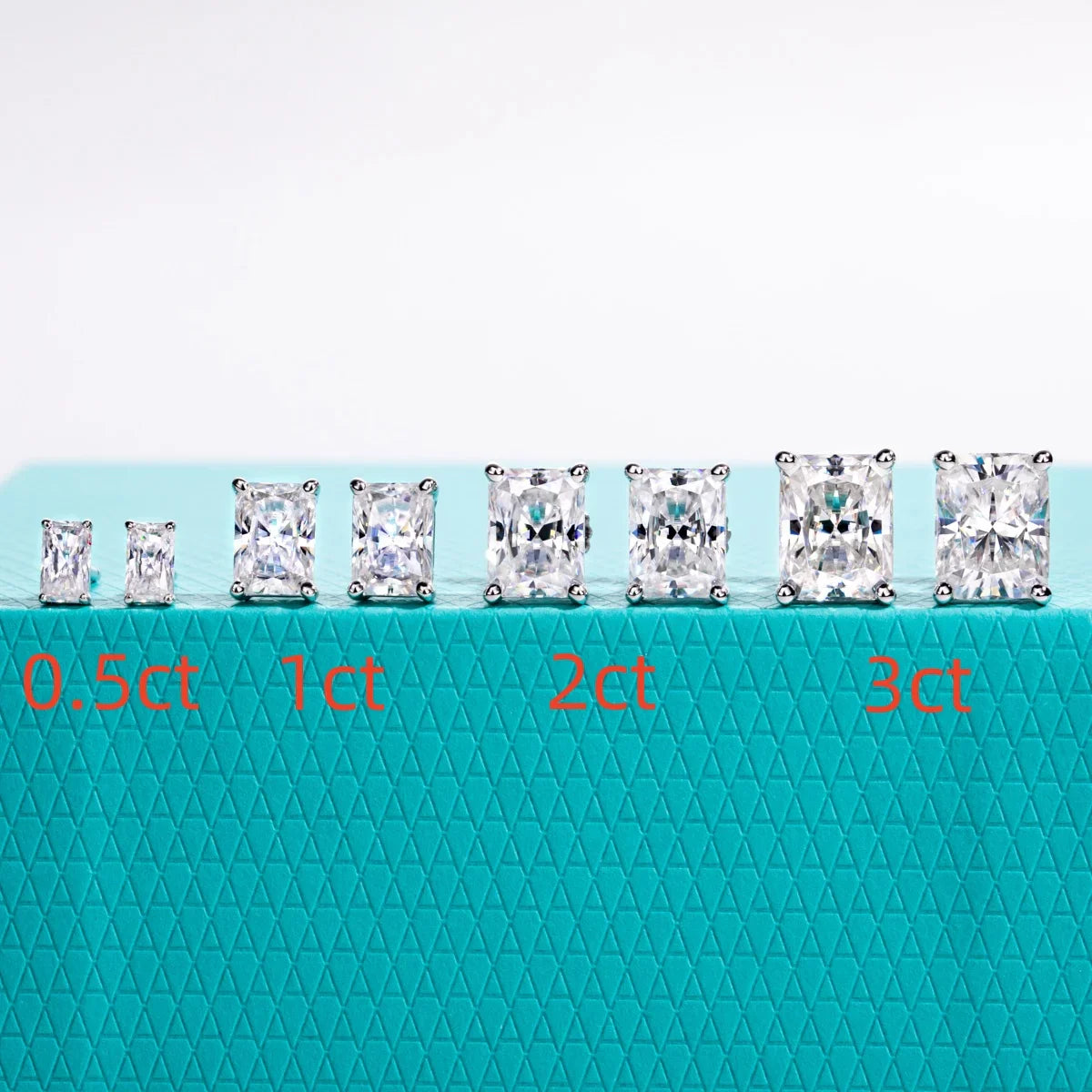 1cttw-6cttw Radiant Moissanites Earrings 925 Sterling Silver D Color VVS1 Moissanite Classic Stud Earrings for Woman