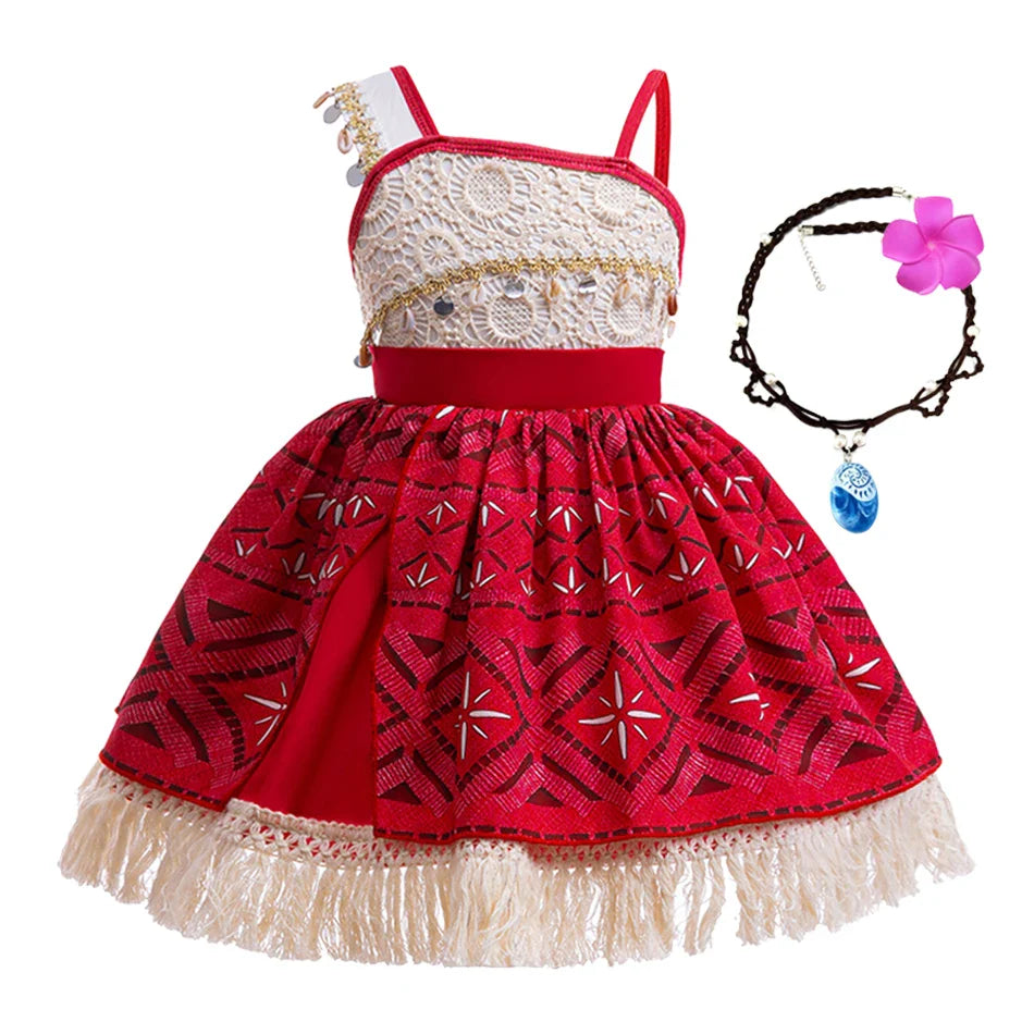 2024 Novo Filme Moana 2 Vestido Meninas Festa de Halloween Fantasia de Aventura Princesa para Menina Roupas Chiques Infantil Roupa Vaiana Muababy