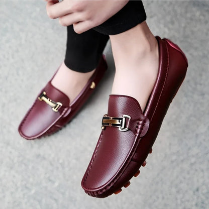 Shoes Men Handmade PU Leather Loafer Casual Driving Flats Slip-on Shoes Luxury Comfy Moccasins White Loafers Shoes for Men