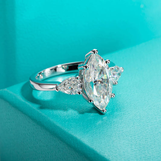 4cttw Marquise Cut D Color Moissanite Diamond Engagement 925 Sterling Silver Rings For Women Jewelry Wholesale