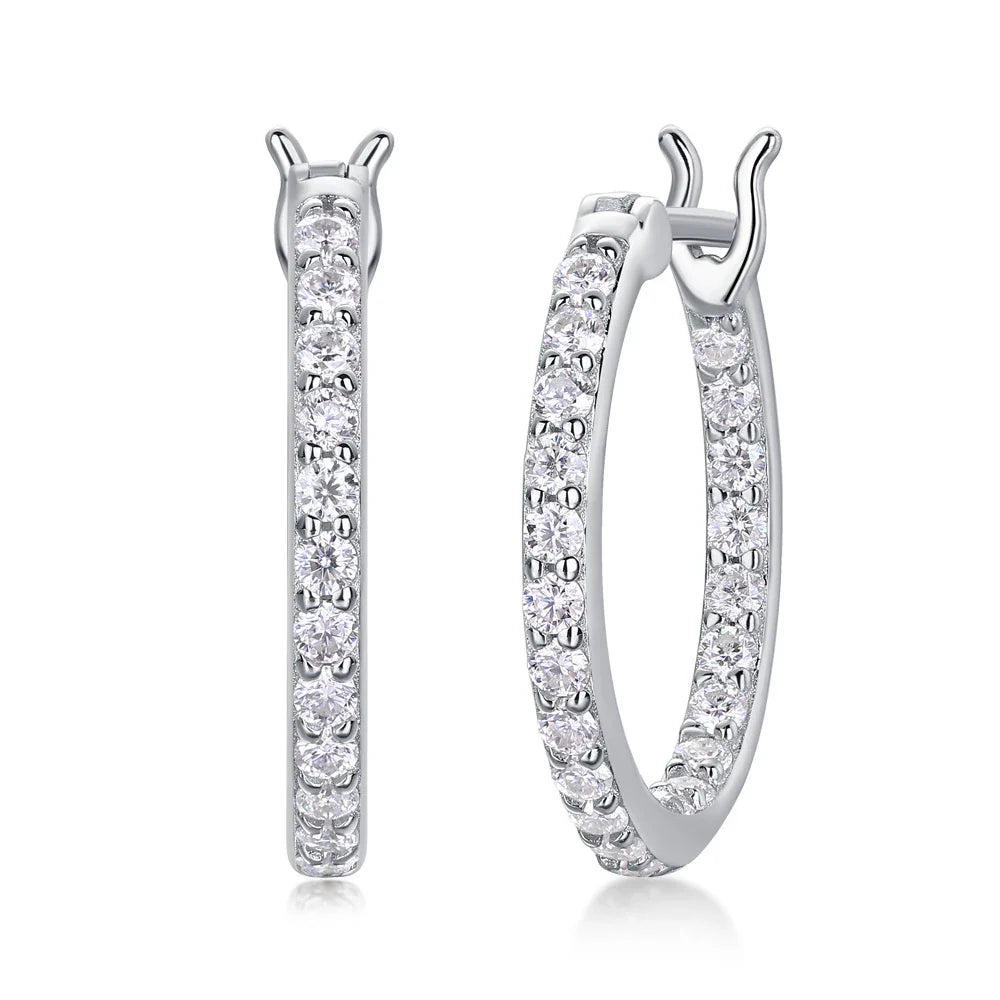 2mm D Color Moissanite Earring s925 Silver Plated 18k White Gold with GRA Certificates Wedding Hoop Earrings for Women