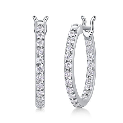 2mm D Color Moissanite Earring s925 Silver Plated 18k White Gold with GRA Certificates Wedding Hoop Earrings for Women