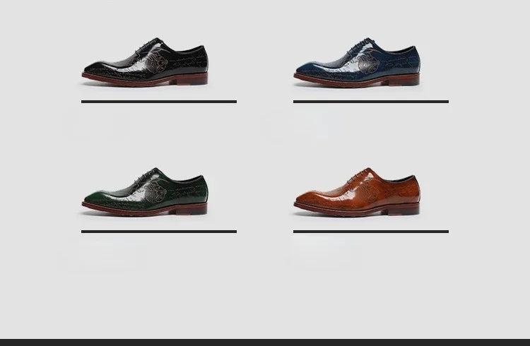 New Patent Leather Mens Formal Shoes Luxury Handmade Comfortable Genuine Leather Designer Green Blue Wedding Social Shoes Man