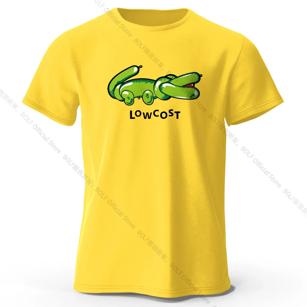 Men's Joke The Lowcost Printed T-Shirt 100% Cotton Oversized Funny Graphic Tees for Women Summer Tops Casual Streetwear