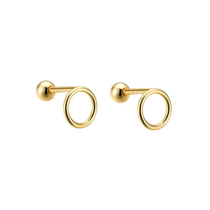925 Sterling Silver Fashion Simple Golden Flower Beads Small Stud Earrings for Women Teen Piercing Jewelry Accessories