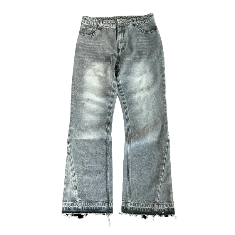 Y2K Retro Jeans Light Color Dollar Pattern Embroidery Splice Denim Pants Gothic Hip Hop Streetwear Men Women Fashion Baggy Pants