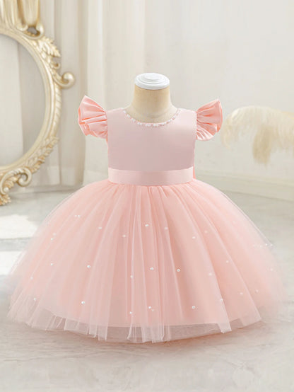 Children's dress Princess dress Western style children's wear new dress female fluffy skirt beading design Princess dress party