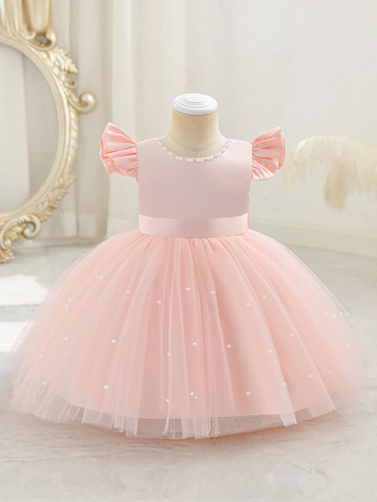 Children's dress Princess dress Western style children's wear new dress female fluffy skirt beading design Princess dress party