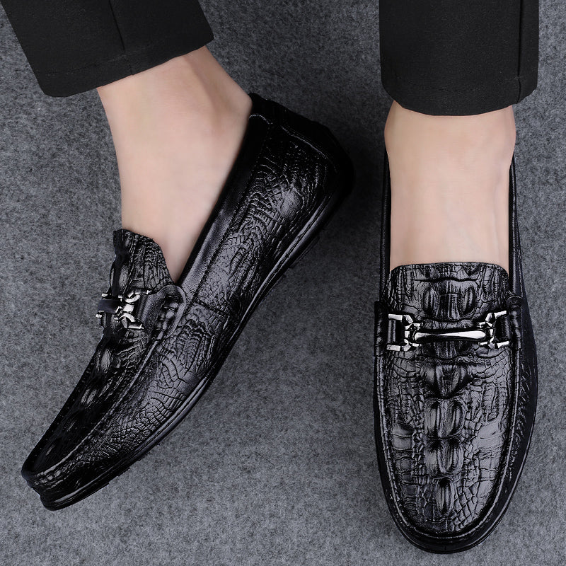 Genuine Leather Men Casual Shoes Luxury Brand New Mens Loafers Moccasins Breathable Slip on Black Driving Shoes Plus Size 37-45