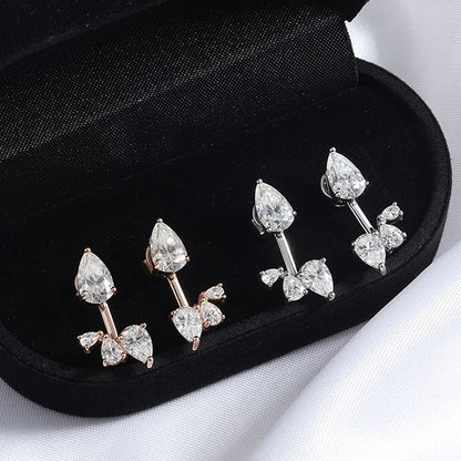 18k Plated Pear Cut 100% All Moissanite Stud Earrings for Women Girls Water Drop Luxury Ear Jewelry 925 Sterling Silver