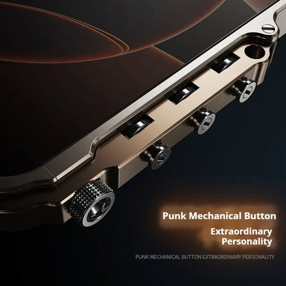 Cyberpunk Punk Mechanical Phone Frame Case For iPhone 17 Air 16 15 14 13 Pro Max Plus Aluminum Alloy Metal Shockproof Bumper
