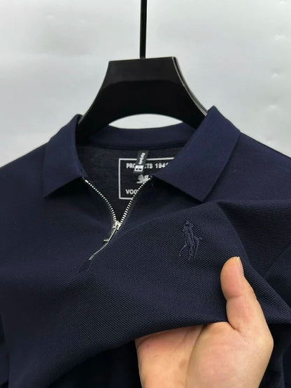High end brand pony embroidered short sleeve polo shirt unique trend half zipper luxury Paul T-shirt designer's new men's wear