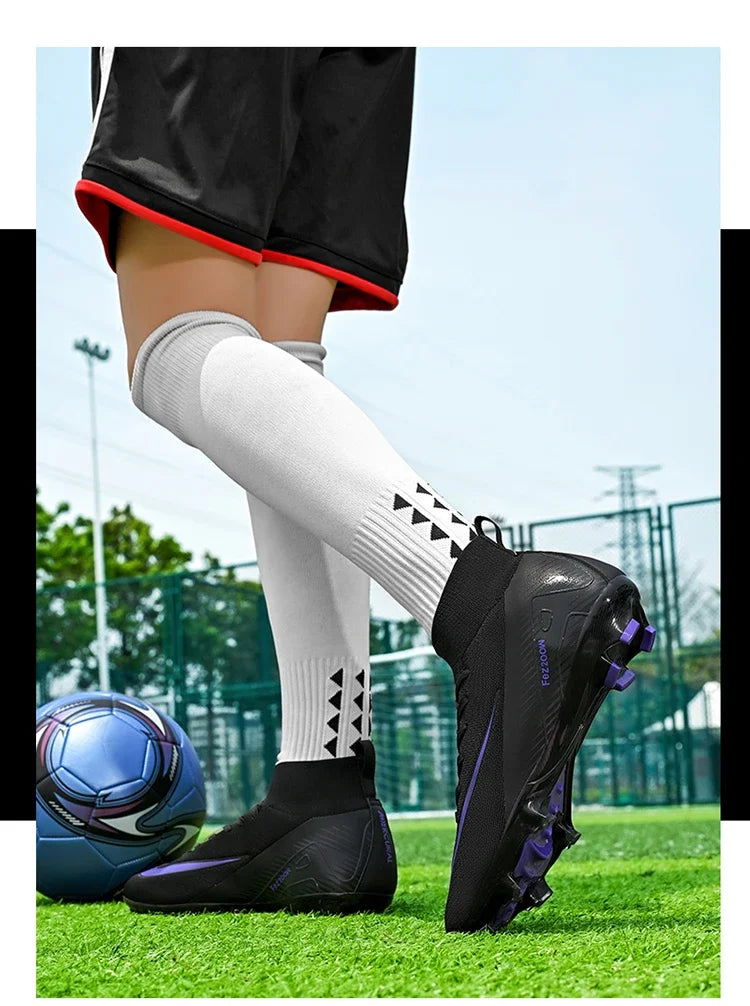 New Men Football Boots Match Outdoor Long Spikes Soccer Shoes Cleats Comfortable Training Sport Adult Breathable Boys Non Slip