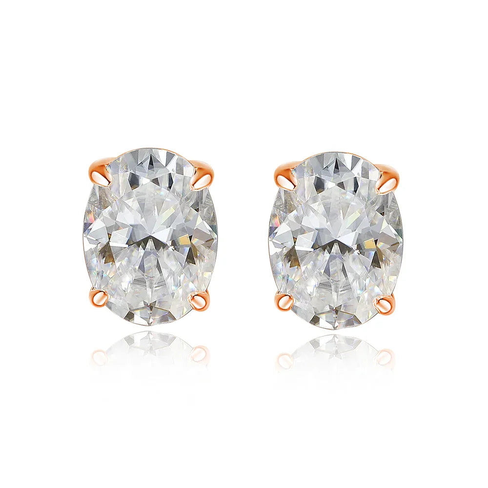 Oval Cut Moissanite Stud Earrings for Women 1-4 Carat D VVS1 GRA Certified Lab Gemstone 925 Sterling Silver 18k Earring