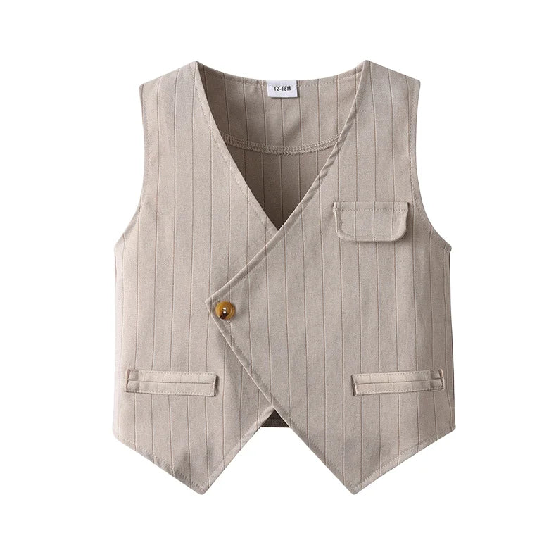 Flower Boys Wedding Outfit for 1-7 Years Kids Gentleman Vest Suit Children Birthday Formal Summer Clothes
