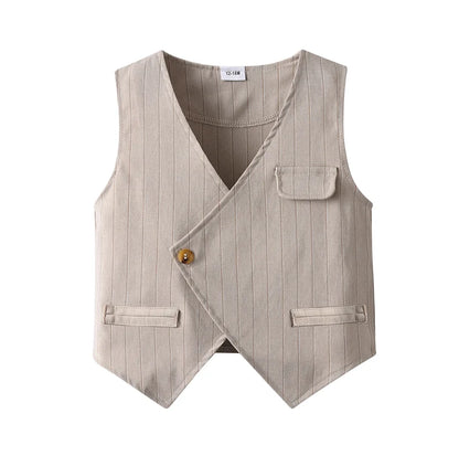 Flower Boys Wedding Outfit for 1-7 Years Kids Gentleman Vest Suit Children Birthday Formal Summer Clothes