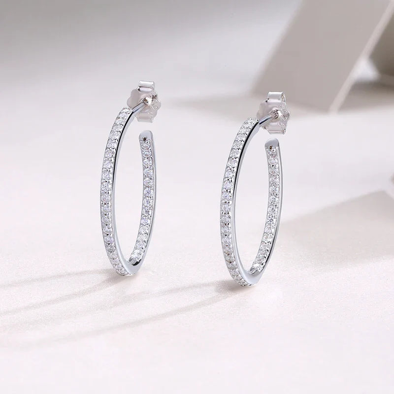 0.7cttw Certified Moissanite Hoop Earrings for Women Sparkling 925 Sterling Silver Ear Jewelry Wedding Gift Wholesale
