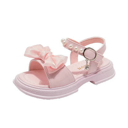 2026 Girls Sandals Kids Soft Soles Casual Princess Shoes New Water Diamond Beach Shoes Bow Shaped Girl Sandals