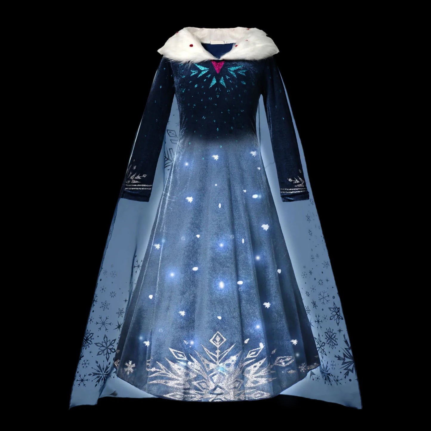 Children LED Light Up Dress Girls Kids Purple Green Cosplay Costume Carnival Birthday Party Clothes Halloween Costume Prom Gown