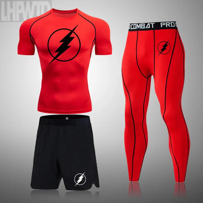 2024 Men's Running Fitness Sportswear Athletic T-Shirt Training Gym Clothes Sports Suits Workout Jogging Rashguard Men's Kit
