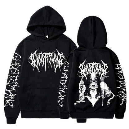 Ghostemane Double Sided Print Hoodie Men's Fashion Hip Hop Metal Rock Hoodies Gothic Oversized Sweatshirt Tracksuit Streetwear