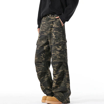 Men Baggy Camouflage Ripstop Cargo Jeans Male Classic Straight Casual Denim Pants American Style Street Hip Pop Denim Trousers
