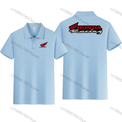 2026 Summer New Men's Racing Wing Logo Polo Shirt Casual Short Sleeve Collared Top Breathable Motorcycle T-Shirt