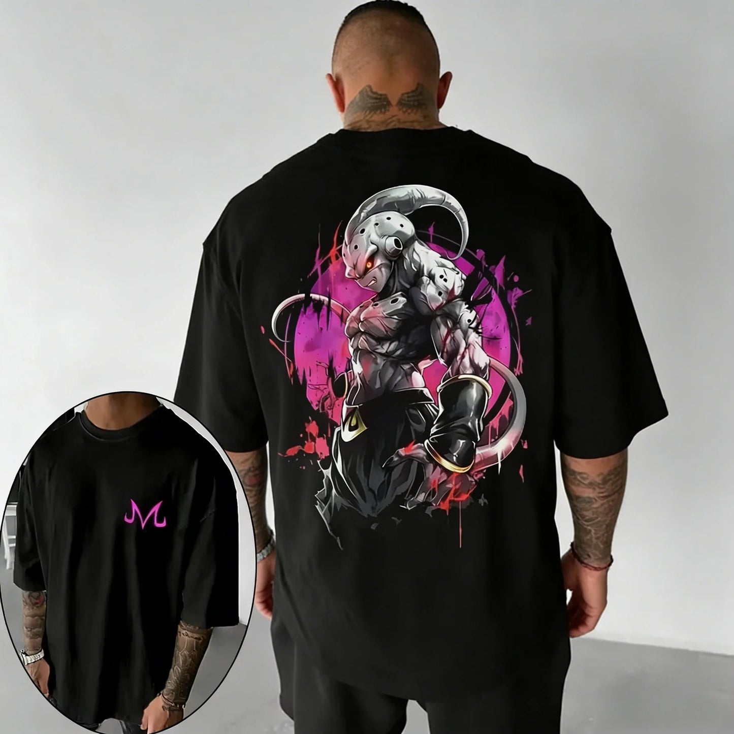 Anime Oversized Cotton T-shirt Summer New Majin Buu Print Neutral Street Hip-hop Loose Casual Short Sleeved Top