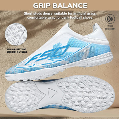 TF Football Shoes Kids Boys Girls PU Upper Durable Rubber Sole Anti-slip Wear-resistant Training Sneakers