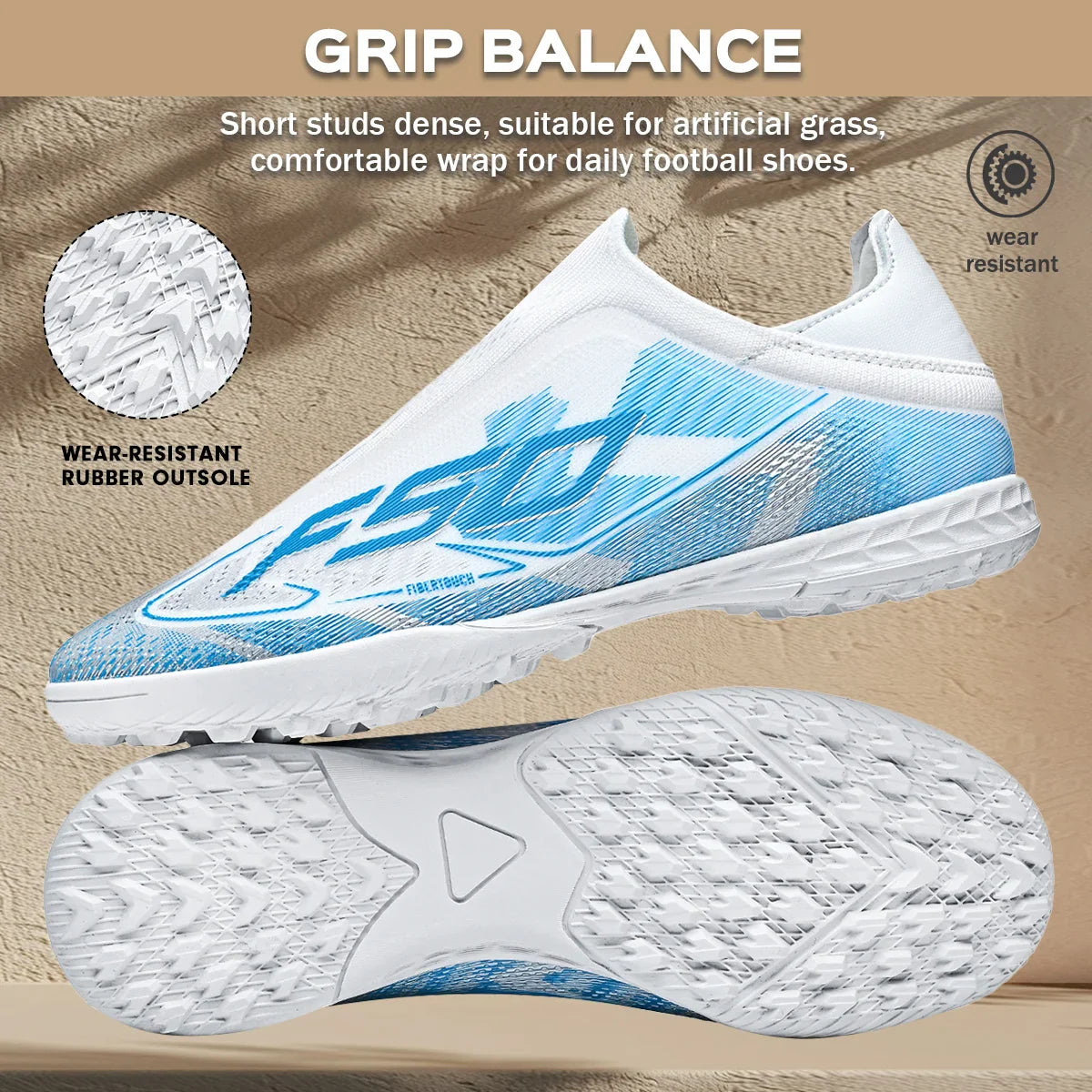 TF Football Shoes Kids Boys Girls PU Upper Durable Rubber Sole Anti-slip Wear-resistant Training Sneakers