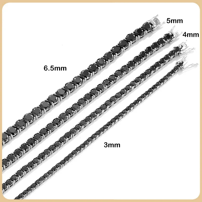 GRA Certified Full 3/4/5/6.5MM Black Moissanite Tennis Bracelet for Men Women S925 Silver Plated 18K Black Gold Bracelets