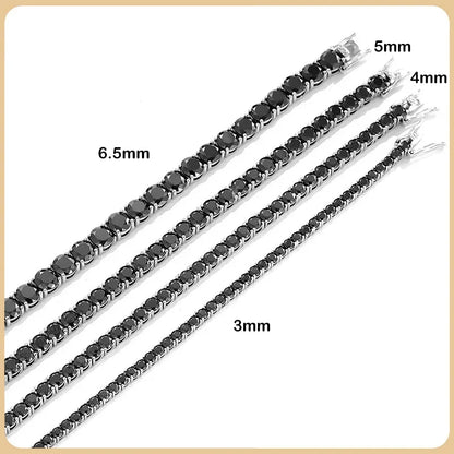 GRA Certified Full 3/4/5/6.5MM Black Moissanite Tennis Bracelet for Men Women S925 Silver Plated 18K Black Gold Bracelets