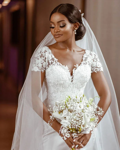Long Sleeve Wedding Dress 2024 Lace Appliqus Vestido De Noiva Sereia African Bridal Gown