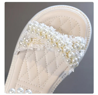 Children's Sandals Summer Girls Princess Causal Bowtie Roman Sandals Fashion Sweet Kid Party Non-slip Open-toe Sandals Hook Loop