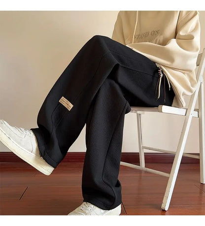 High-street cool pineapple plaid straight-leg wide-leg pants for men, casual outdoor party loose floor-length pants
