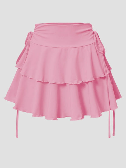 New Women Sexy Solid Mini Skirt Fashion Casual High Waist Slim Fit Elastic Waist Pleated Short Skirt