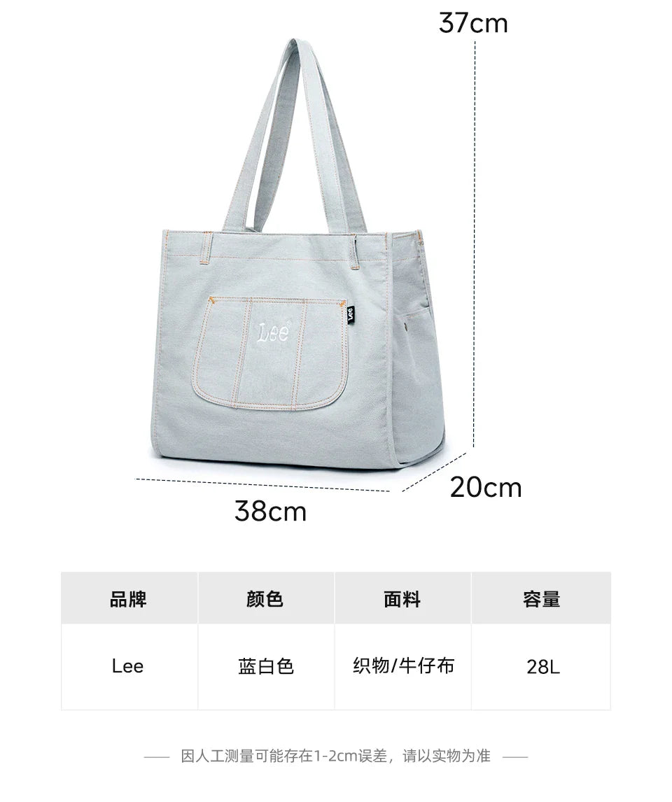 Multiple Pockets Large Capacity Denim Tote Bag Women Trend Commuting Work Shopping Ladies Jeans Handbag Utility Traveling