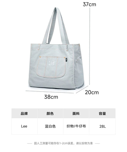 Multiple Pockets Large Capacity Denim Tote Bag Women Trend Commuting Work Shopping Ladies Jeans Handbag Utility Traveling