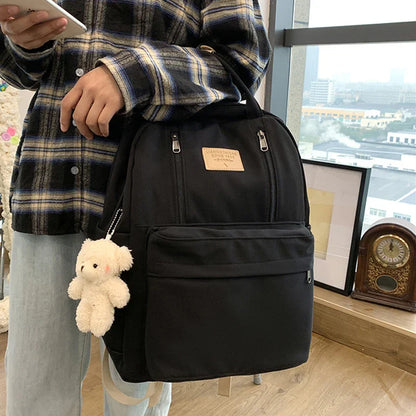 Solid Color Women Backpack High Quality Youth Waterproof Backpacks for Teenage Girls Female School Shoulder Bag Bagpack