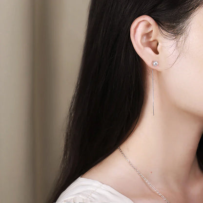 100% 925 Sterling Silver 2ct Moissanite Drop Earrings For Women Long Tassel Earring Wedding Party Luxury Fine Jewelry Gift